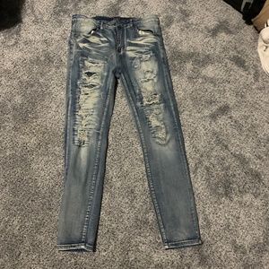 Mens 36x32 distressed slim jeans